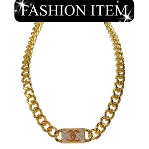 A-1FN-11: NECKLACE: Gold Chain w/Monogram, 17” w/Extender, NWOT
